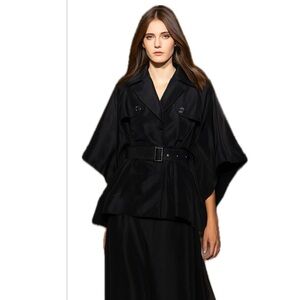 BCBG Paris Women’s Waist Belted Snap Cape Jacket Size 4 dark navyy blue black